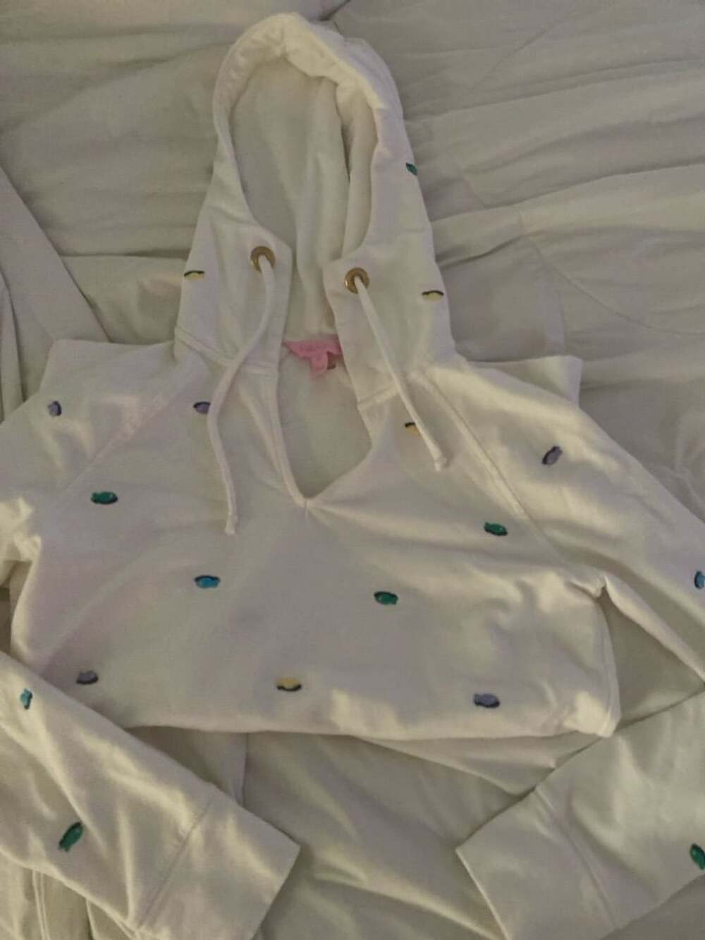Lilly Pulitzer White Embroidered Fish Hoodie Sweatshirt